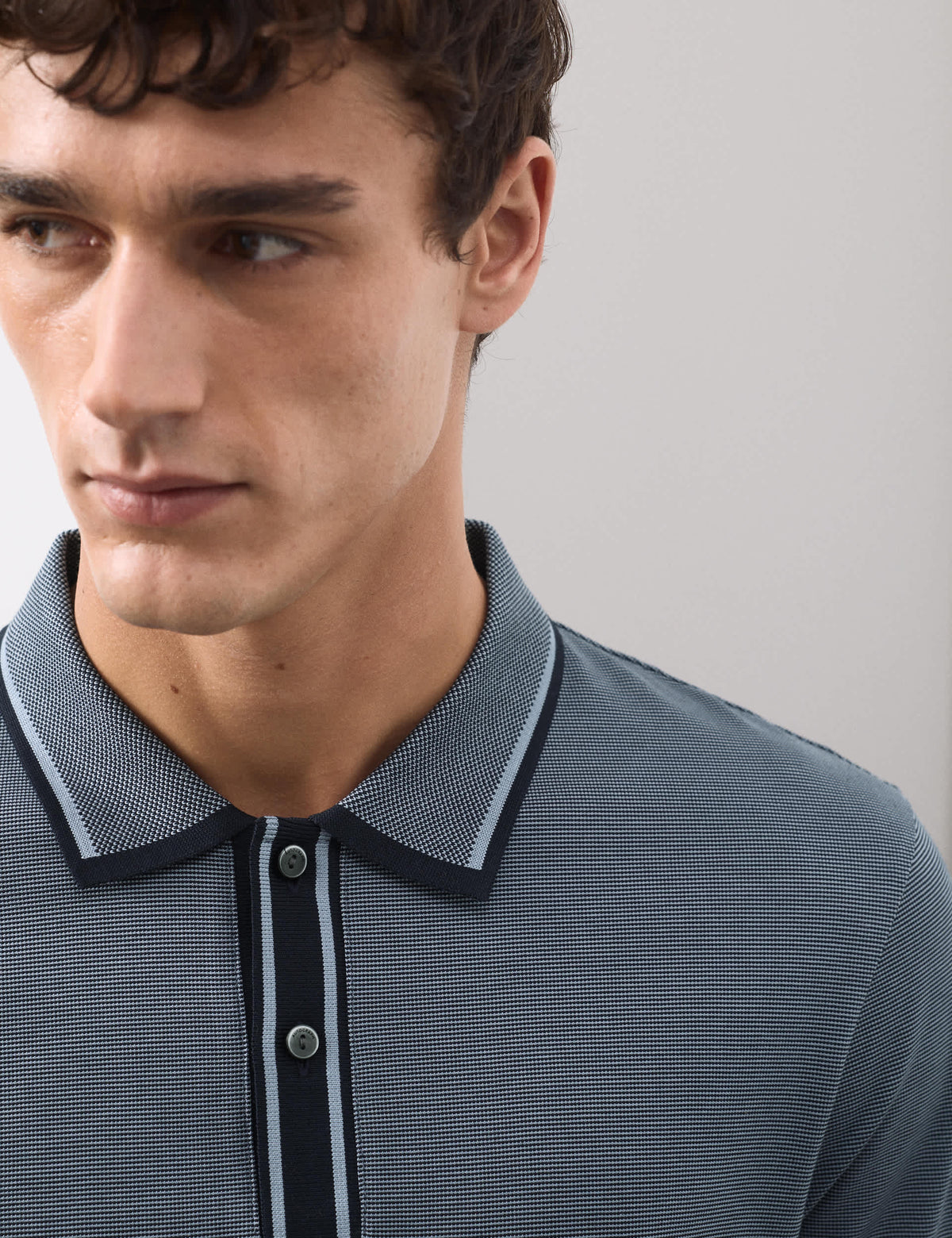 Pure cotton jacquard polo shirt, imported from the UK