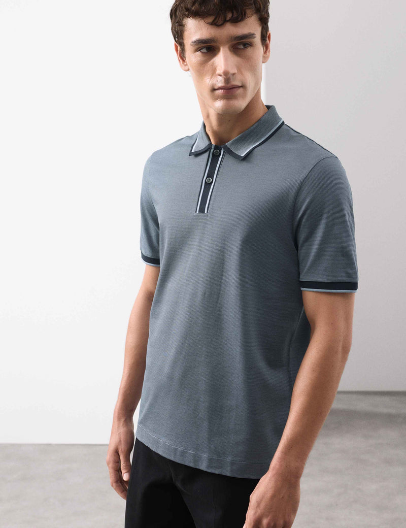 Pure cotton jacquard polo shirt, imported from the UK