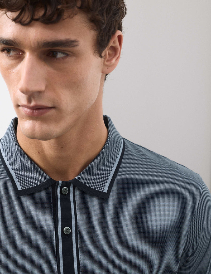 Pure cotton jacquard polo shirt, imported from the UK