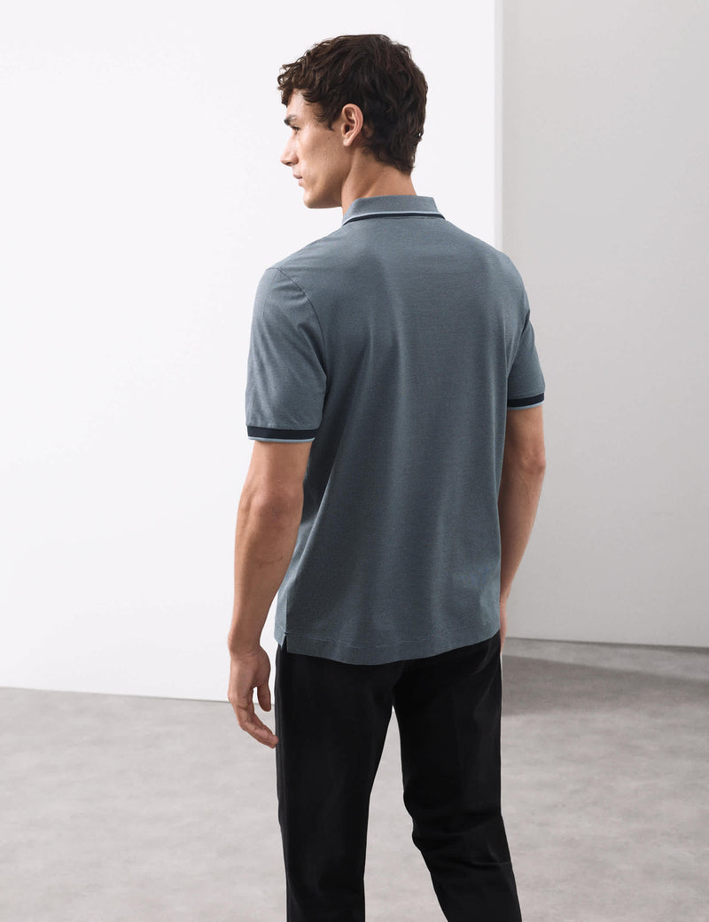 Pure cotton jacquard polo shirt, imported from the UK