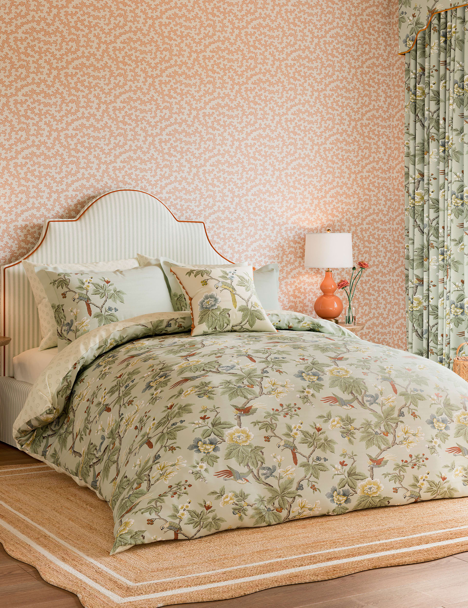 Sanderson Pure Cotton Lophura Bedding Set, imported from the UK