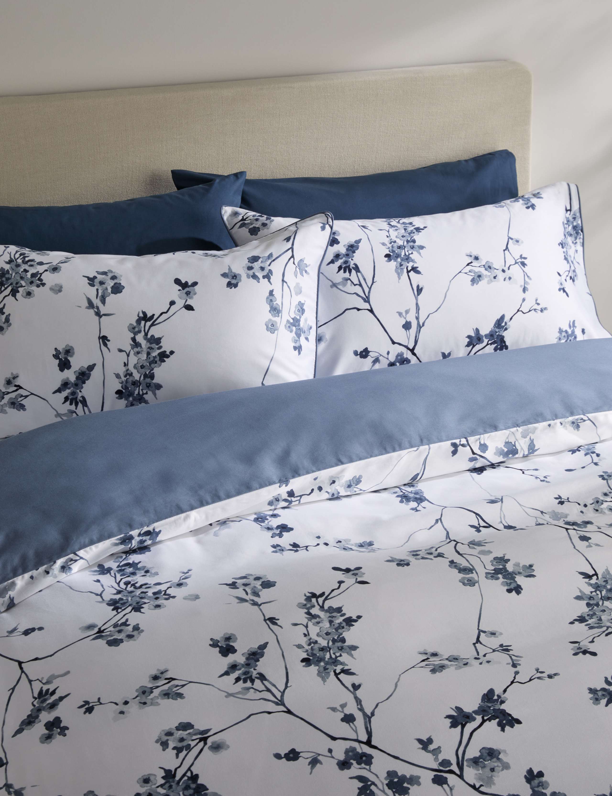 Pure cotton sateen cherry blossom bedding set, imported from the UK