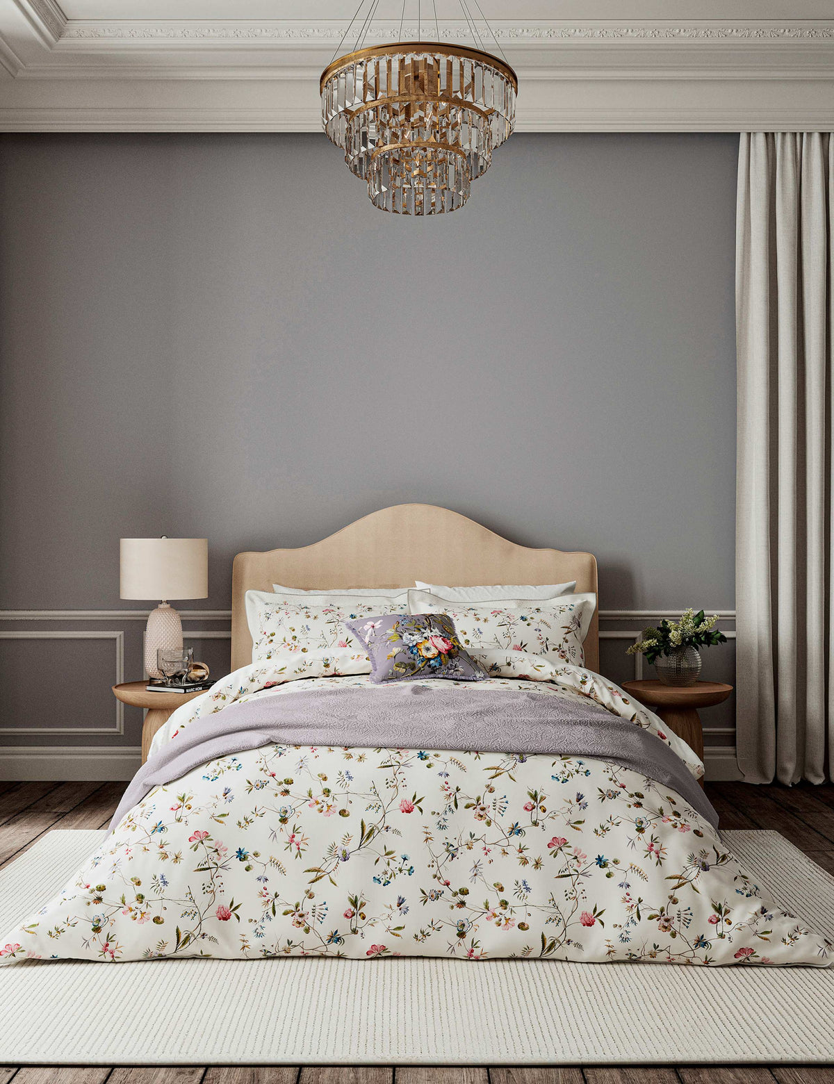 Pure Cotton Sateen Kilburn Floral Bedding Set
