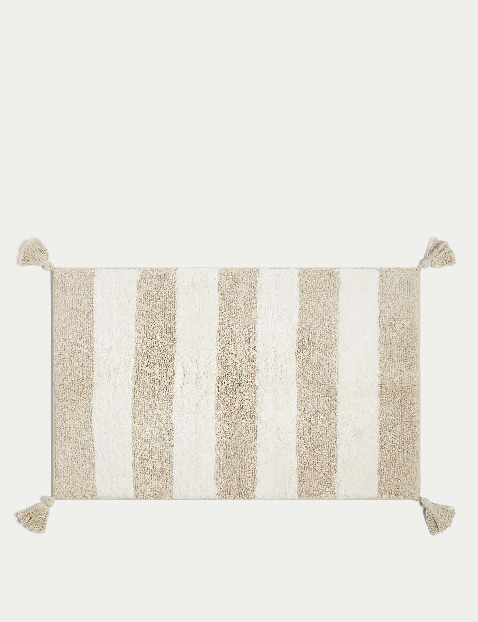 Pure cotton striped bath mat, imported from the UK