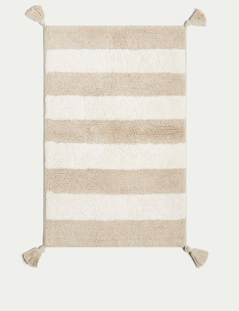 Pure cotton striped bath mat, imported from the UK