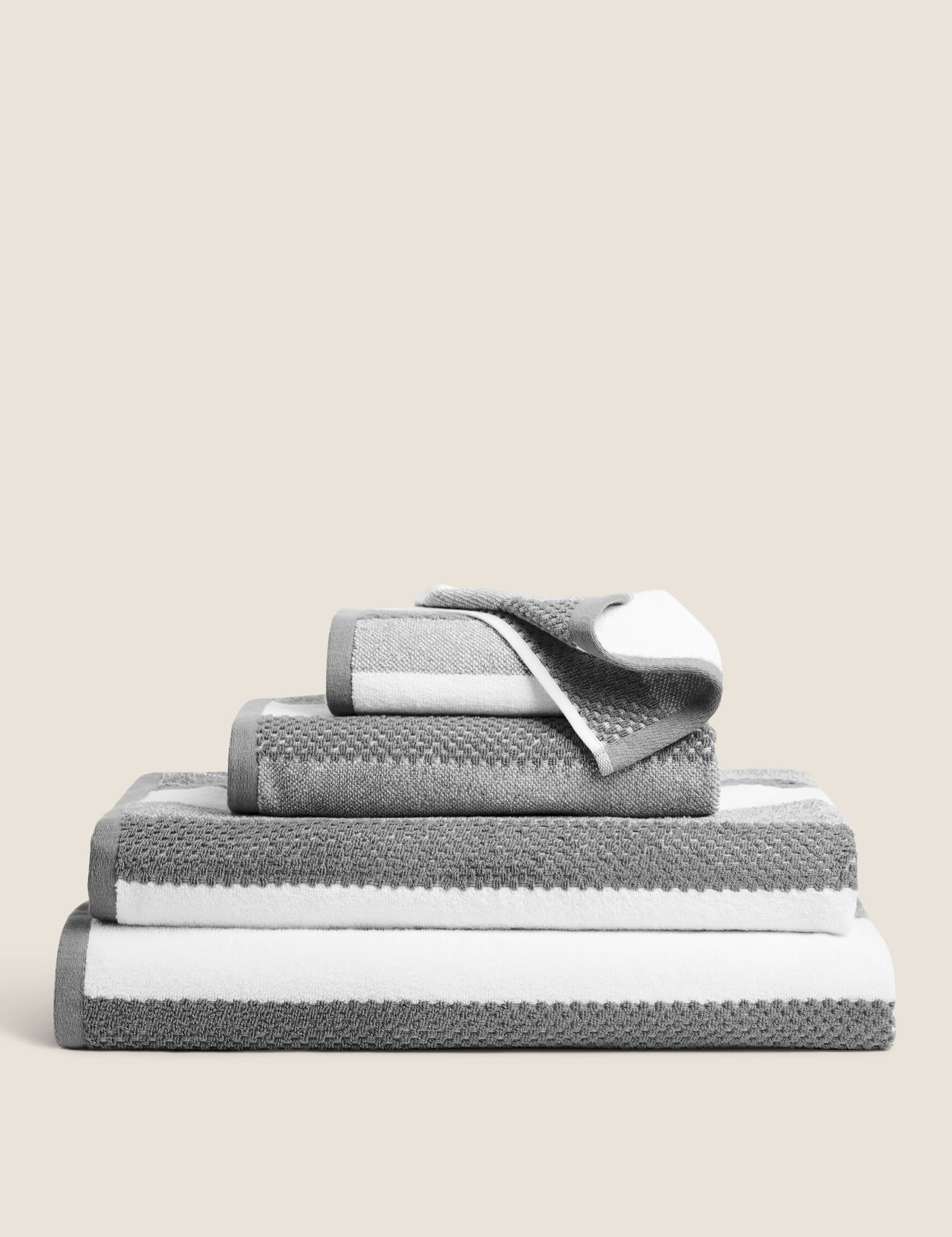 Pure Cotton Striped Textured Towel, imported from the UK