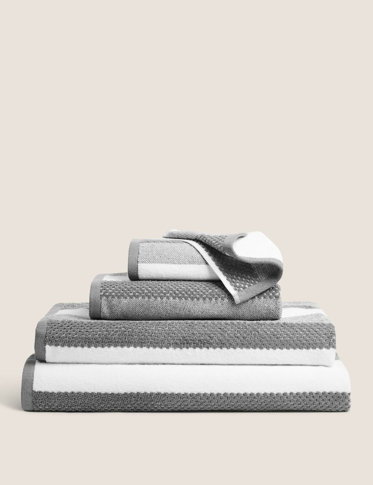 Pure cotton striped textured towel, imported from the UK
