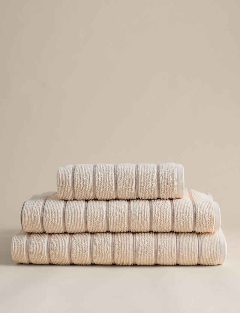 Pure cotton textured striped bath towel, imported from the UK