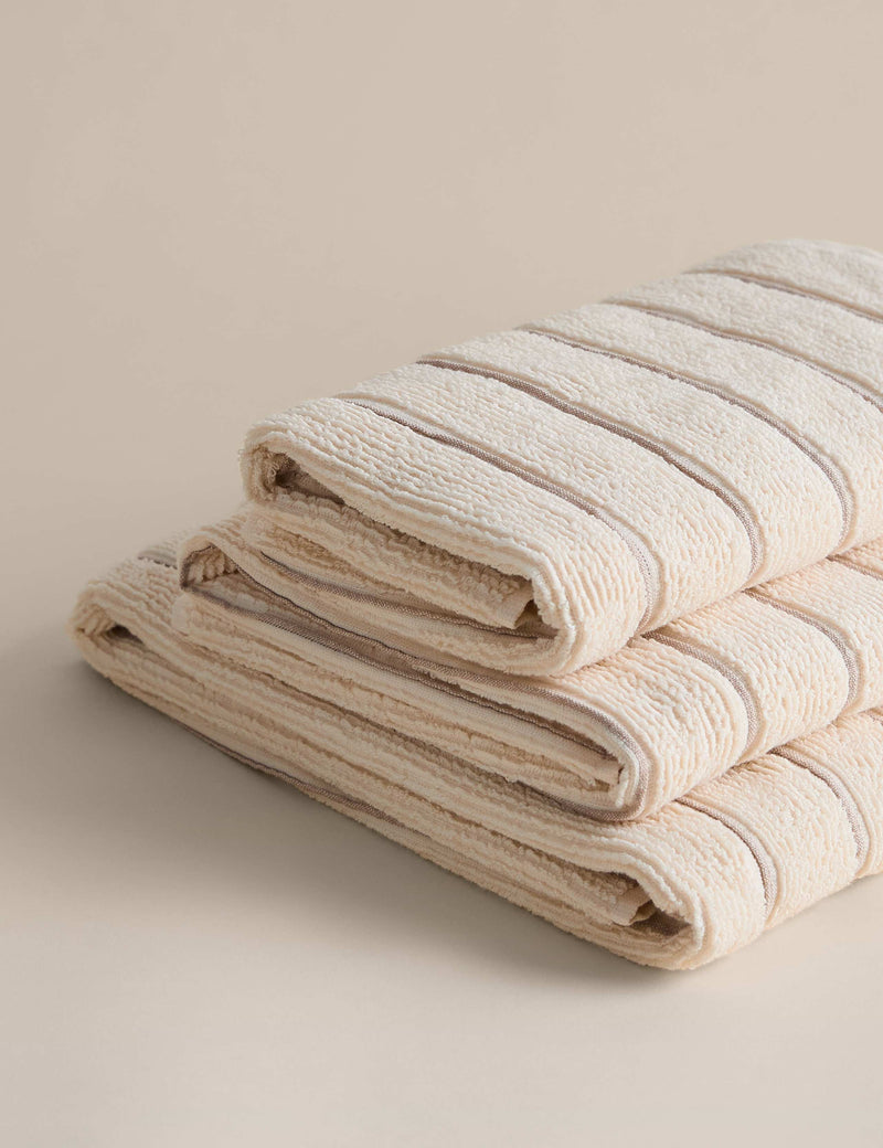 Pure cotton textured striped bath towel, imported from the UK