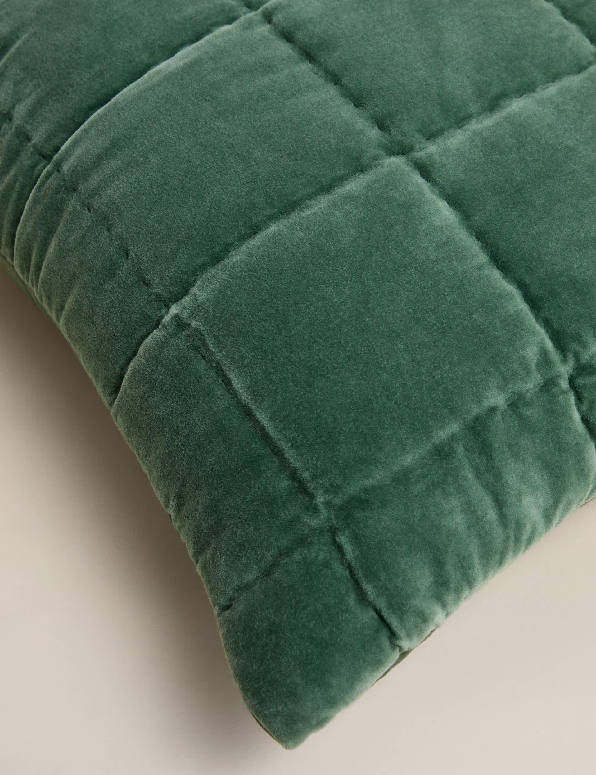Pure cotton velvet quilted large decorative cushion, imported from the UK