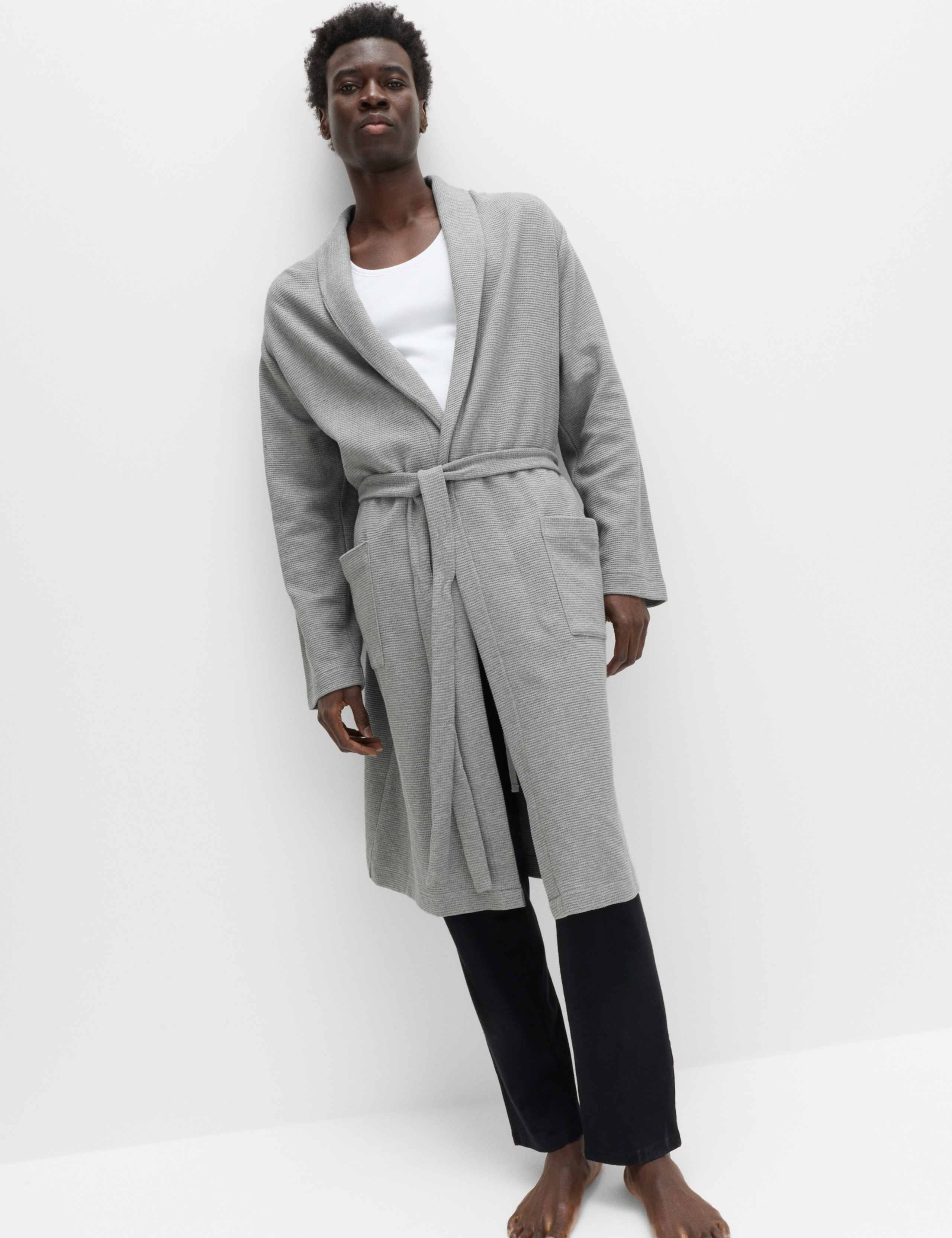 M&S Pure Cotton Waffle Lightweight Dressing Gown, imported from the UK