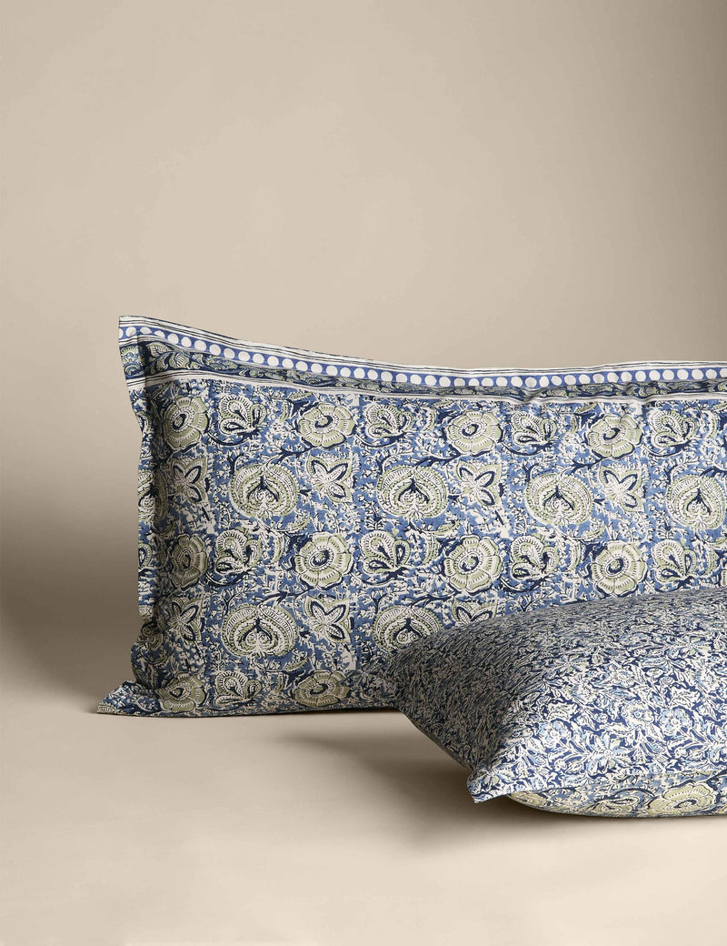 Pure Cotton Woodblock Floral Bedding Set, imported from the UK