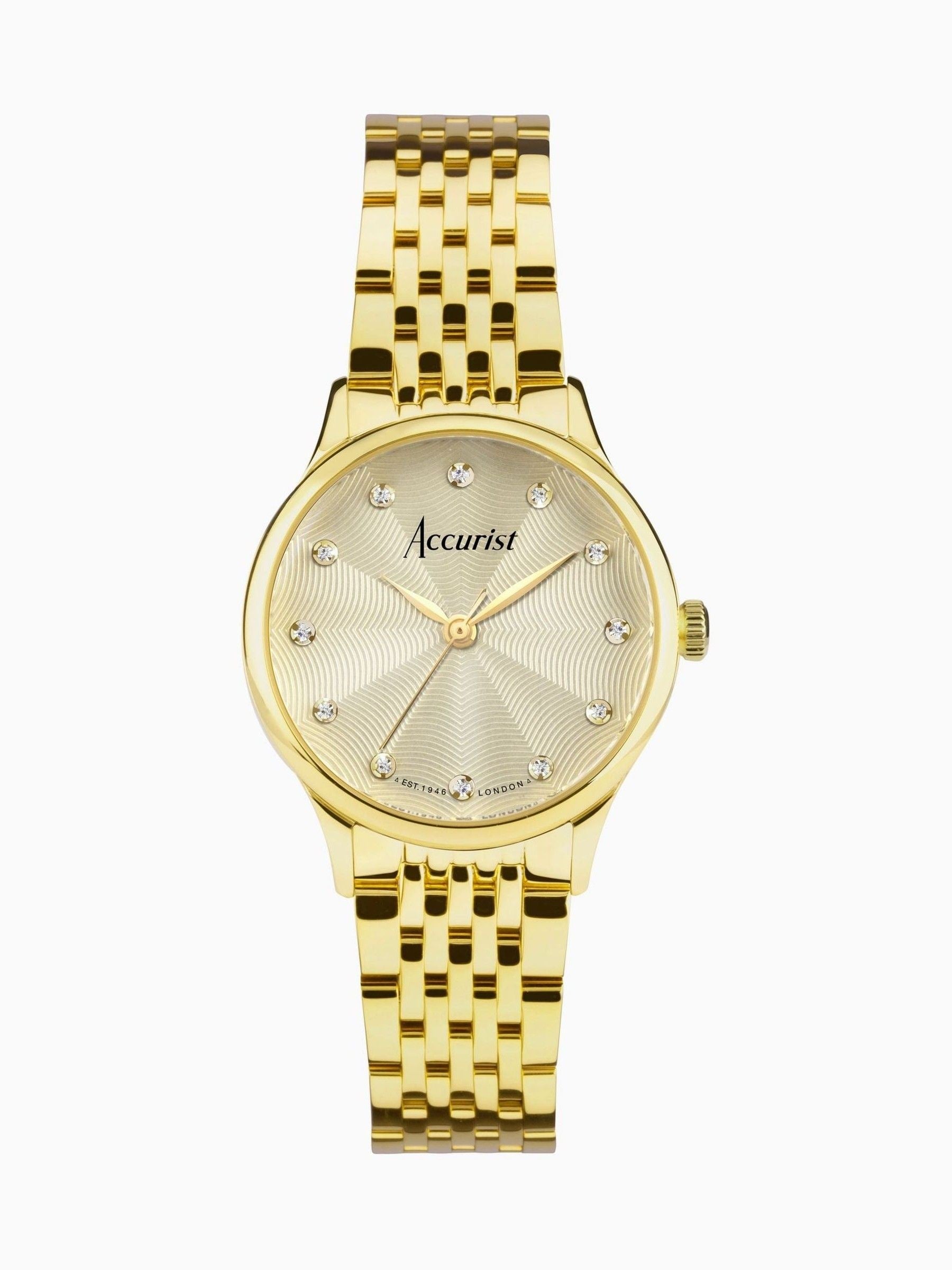 Accurist gold dress stainless steel bracelet 28mm watch - British product