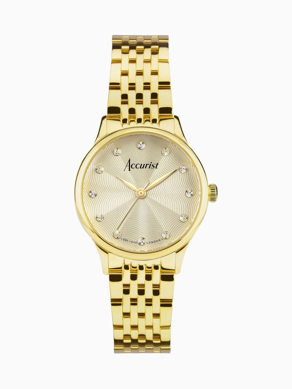 Accurist gold dress stainless steel bracelet 28mm watch - British product