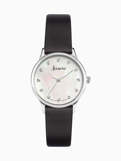 Accurist Black Dress Leather Strap 28mm Watch