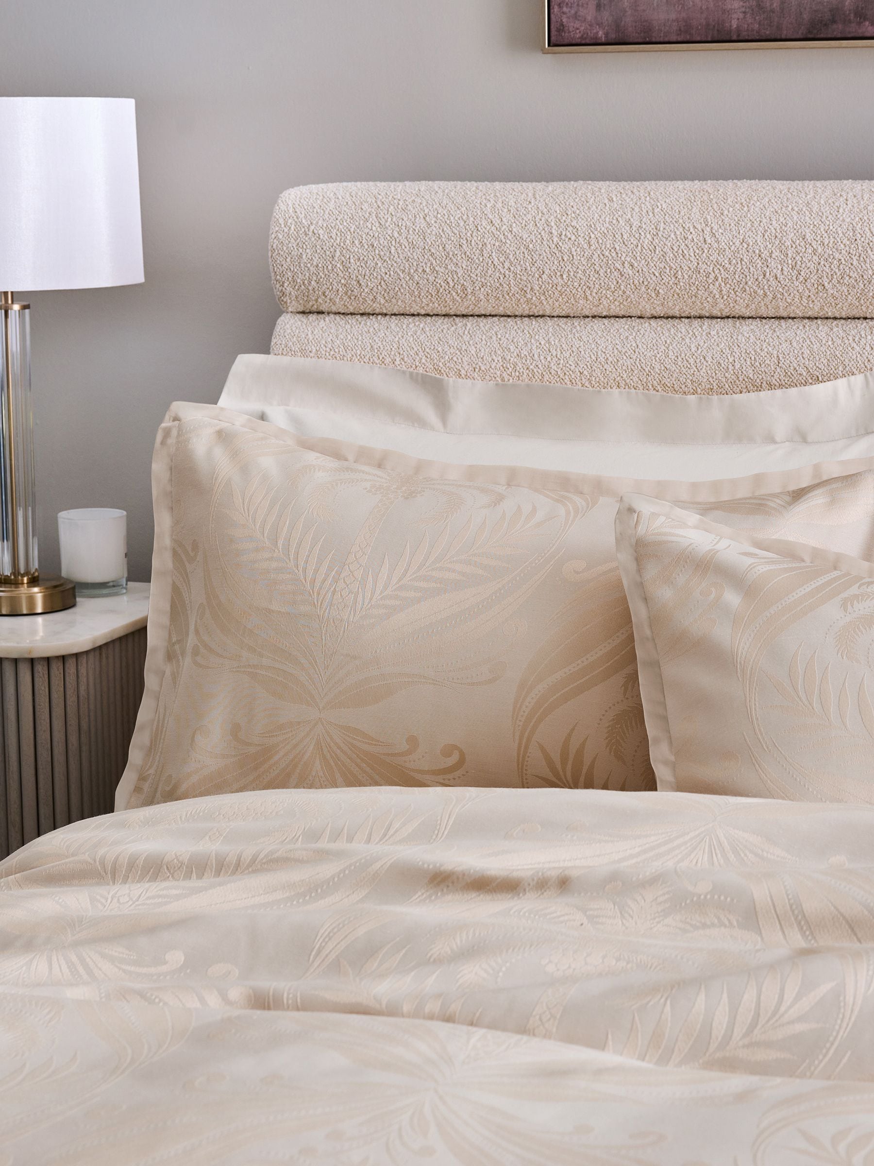 Lipsy Phoebe Oyster Jacquard duvet cover and pillowcase set, UK version