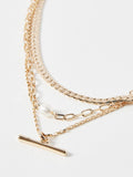 Oliver Bonas gold tone Rosalind chain freshwater pearl and bar layered necklace, imported from the UK