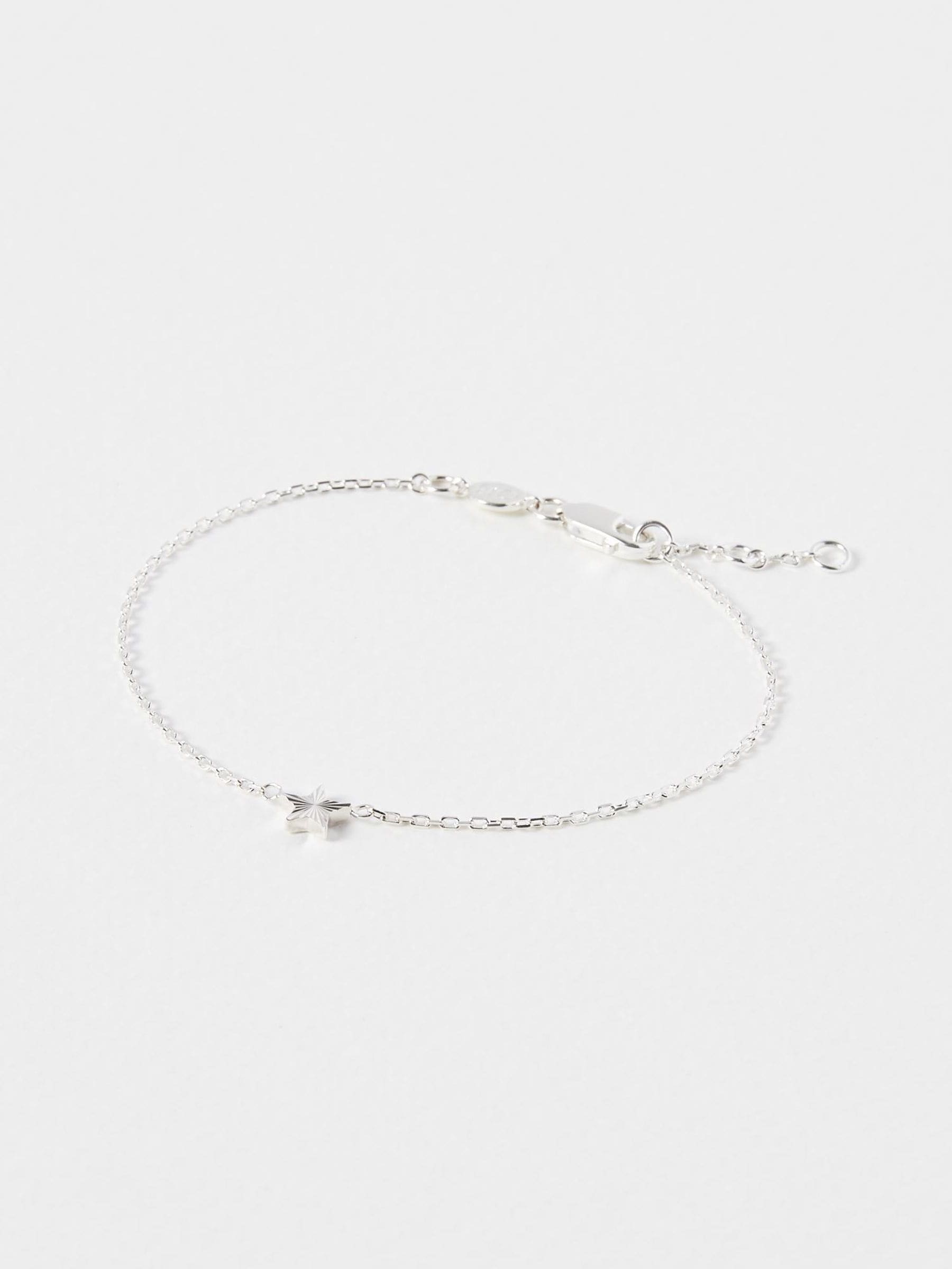 Silver Plated Engraved Star Charm Bracelet