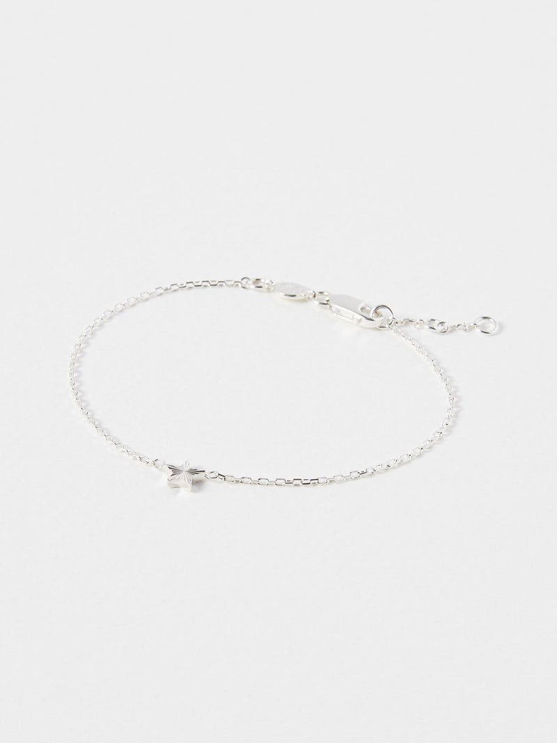 Silver Plated Engraved Star Charm Bracelet