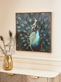 Teal Blue Peacock Framed Canvas Wall Art