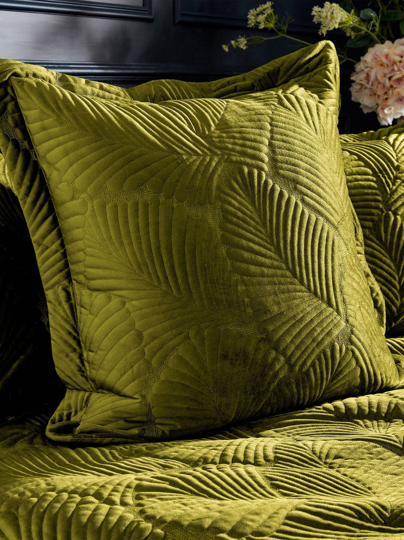Paoletti Green Quilted Velvet Duvet Cover and Pillowcase Set