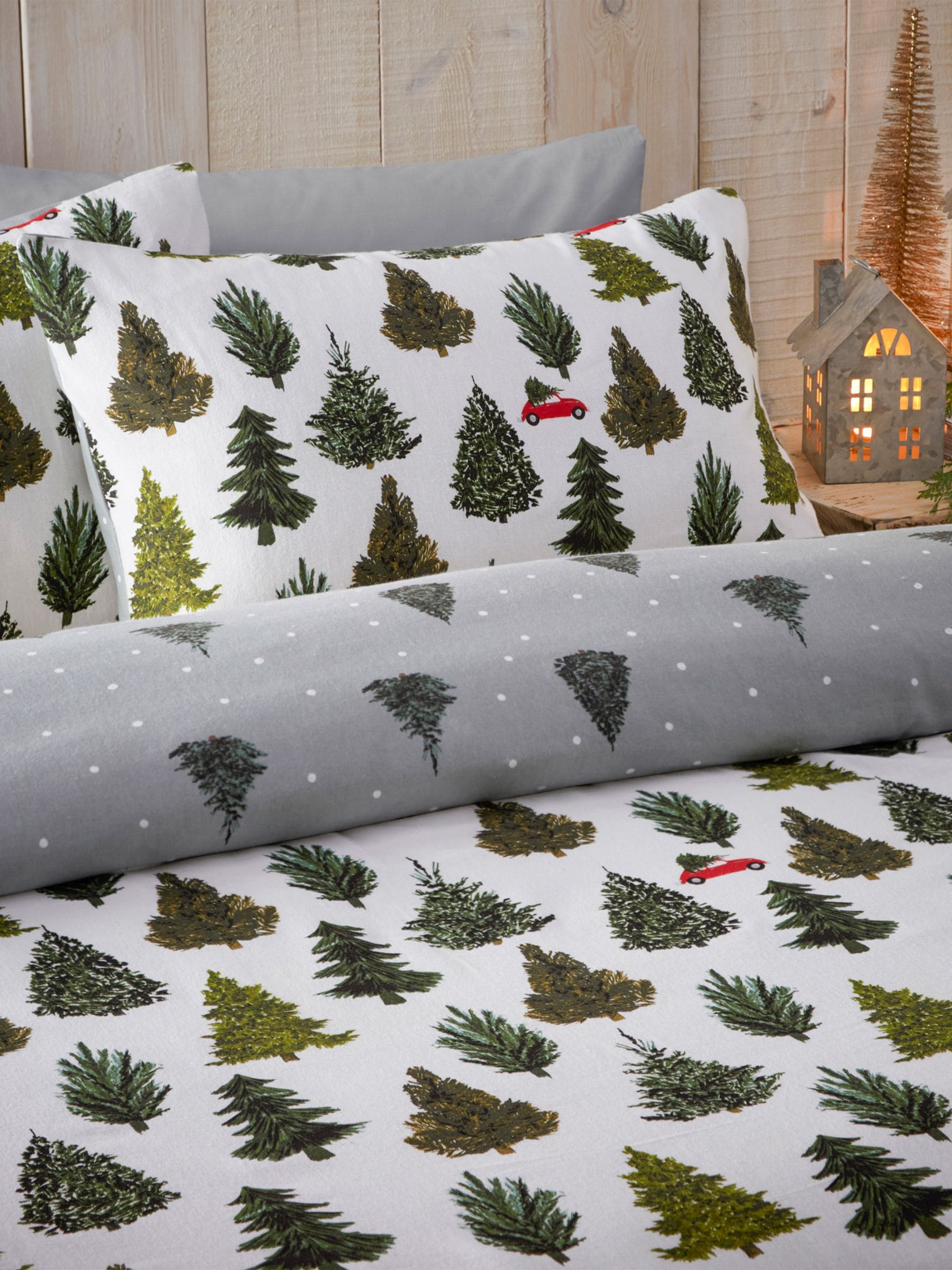 Furn Evergreen reversible brushed cotton duvet cover set - British product