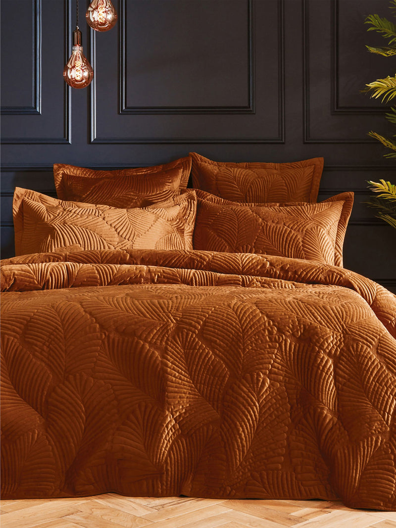 Paoletti orange velvet duvet cover set, imported from the UK