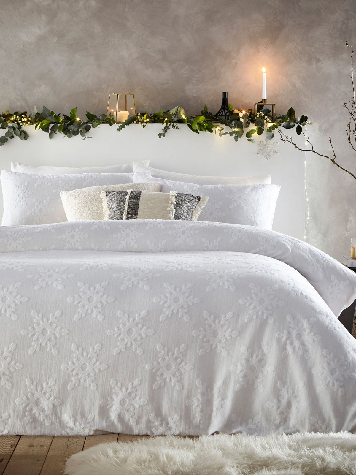White Christmas snowflake duvet cover set - British product