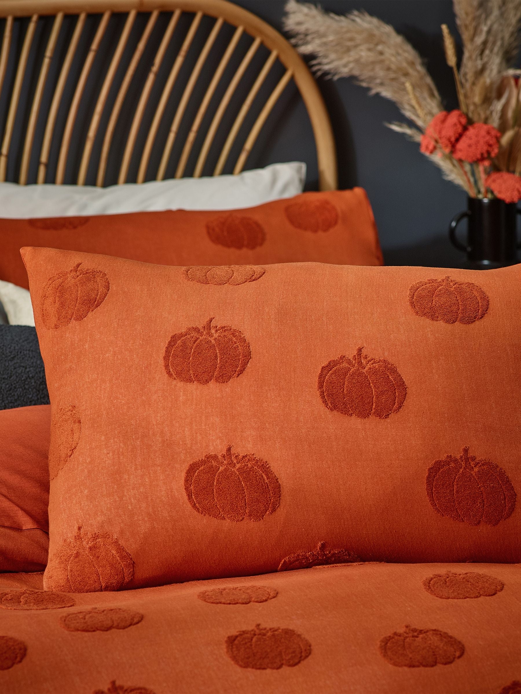 Halloween pumpkin tufted duvet cover and pillowcase set - British product