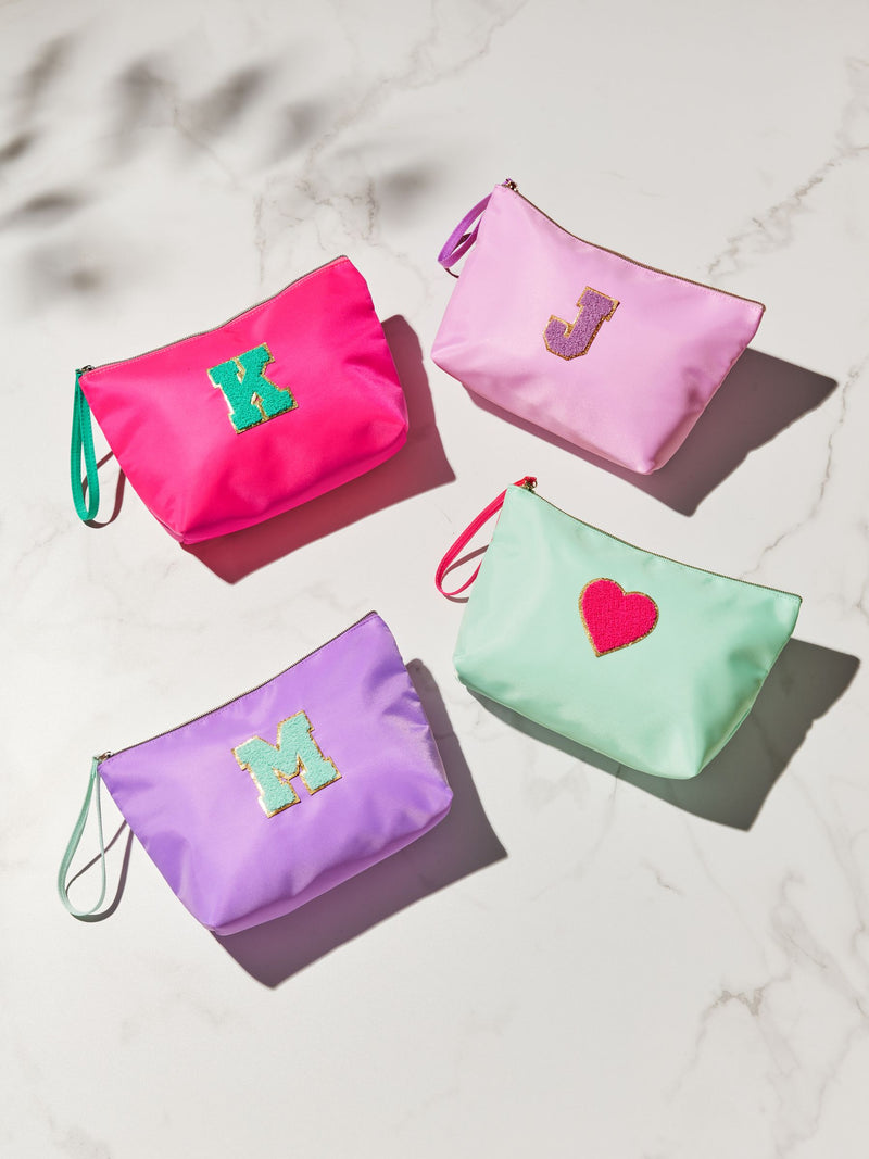 Alphabet monogram letter patch makeup bag - British product