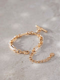 Double Strand Mixed Metal Bracelet with Extender 16cm