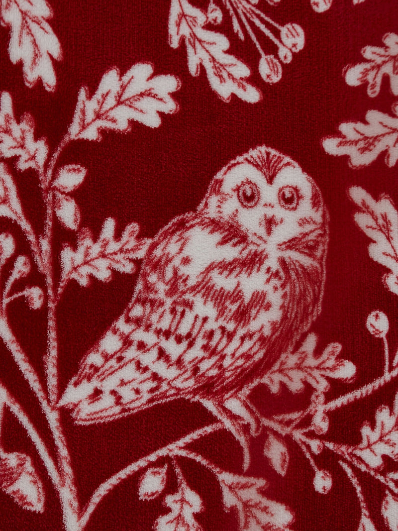 Dreams & Drapes red Christmas woodland owls plush fleece duvet cover set - British product