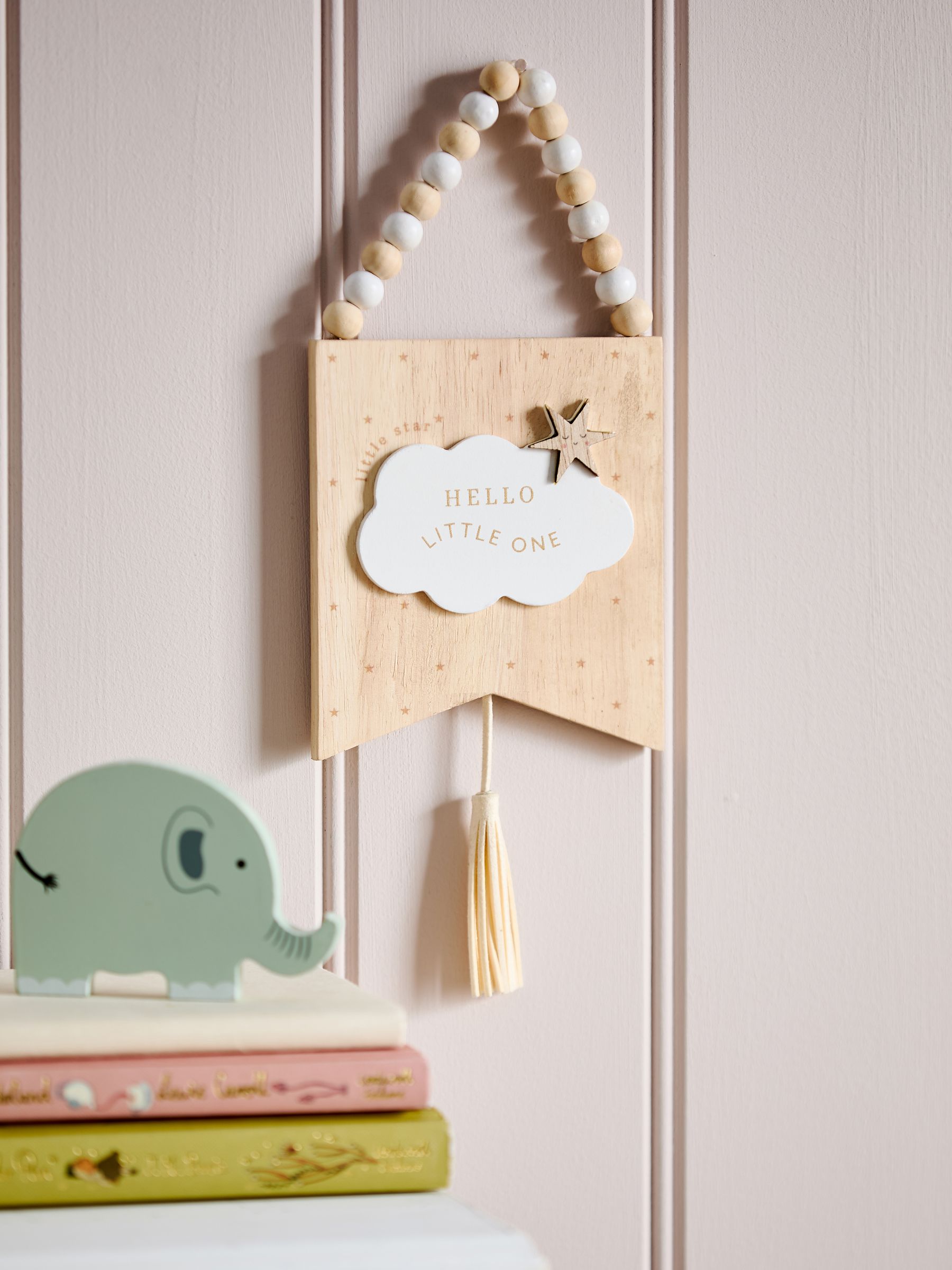 Natural New Baby Cloud Wooden Hanging Decoration
