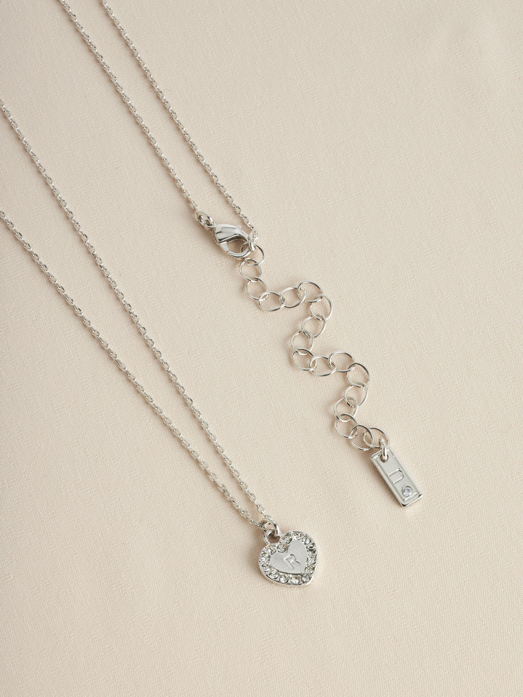 Silver tone heart initial necklace (British brand)