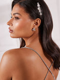 Silver tone bridal sparkle flower barrette hair clip (British brand)