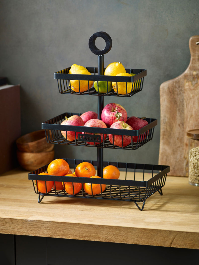 Bronx black 3 tier fruit basket - British product