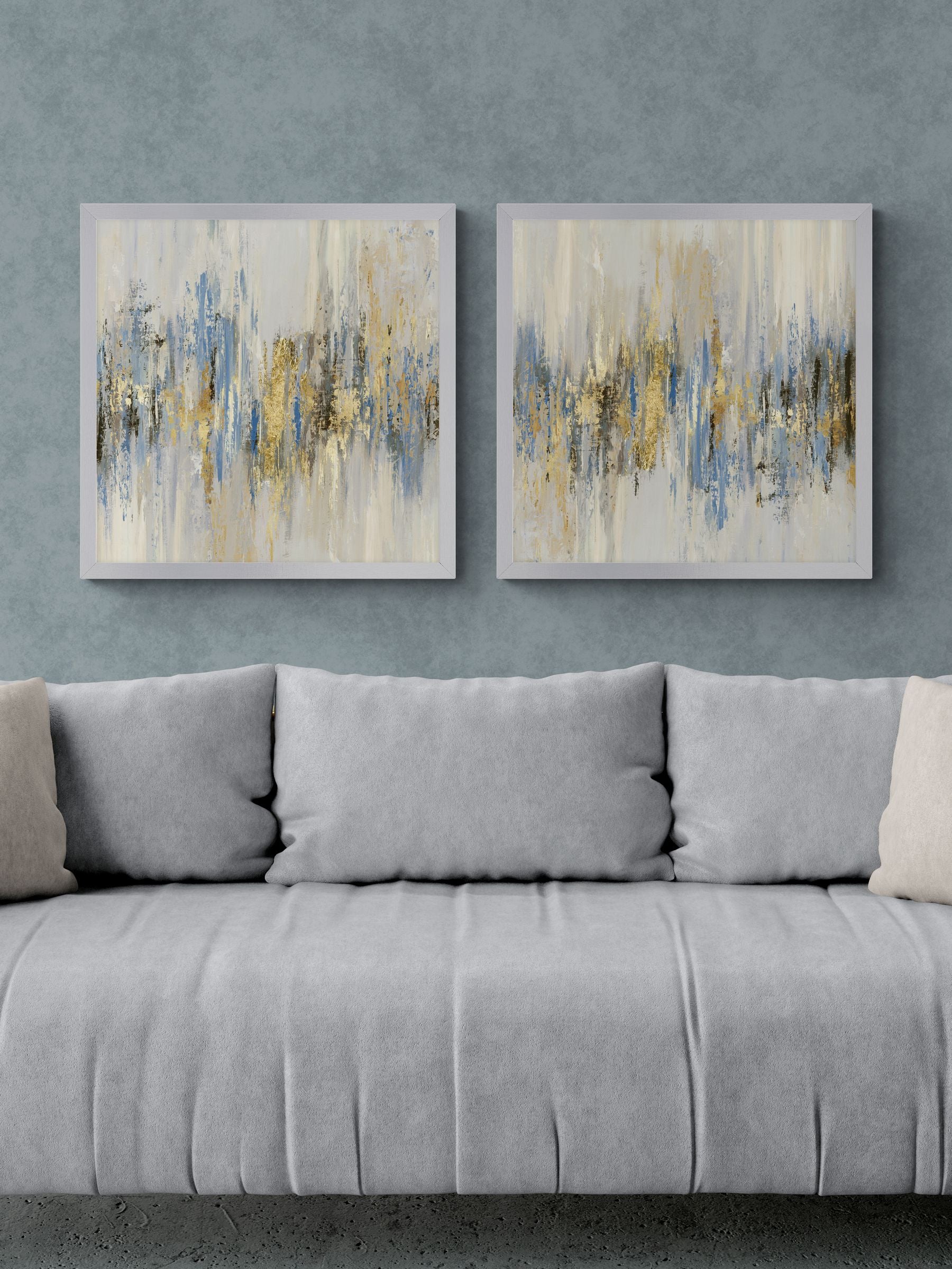 Artko silver dripping gold framed art 62.5cm x 62.5cm - British product
