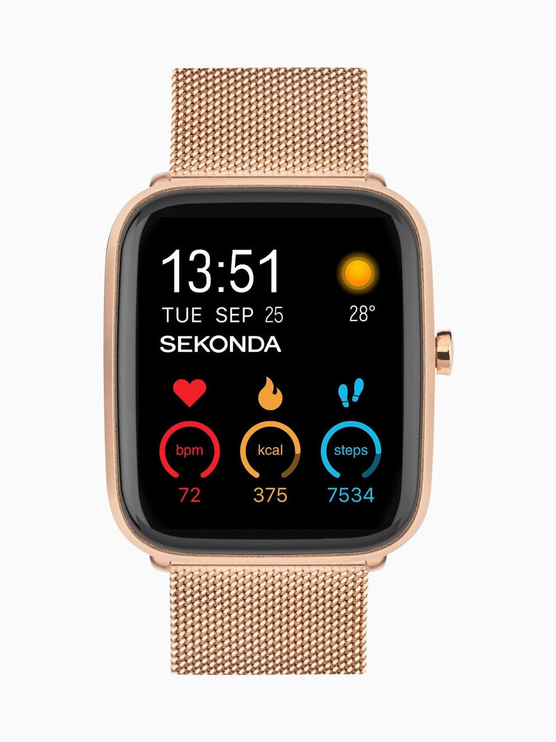 Sekonda Unisex Motion Plus Gold Tone Smart Watch With Case And Stainless Steel Mesh With LCD Dial