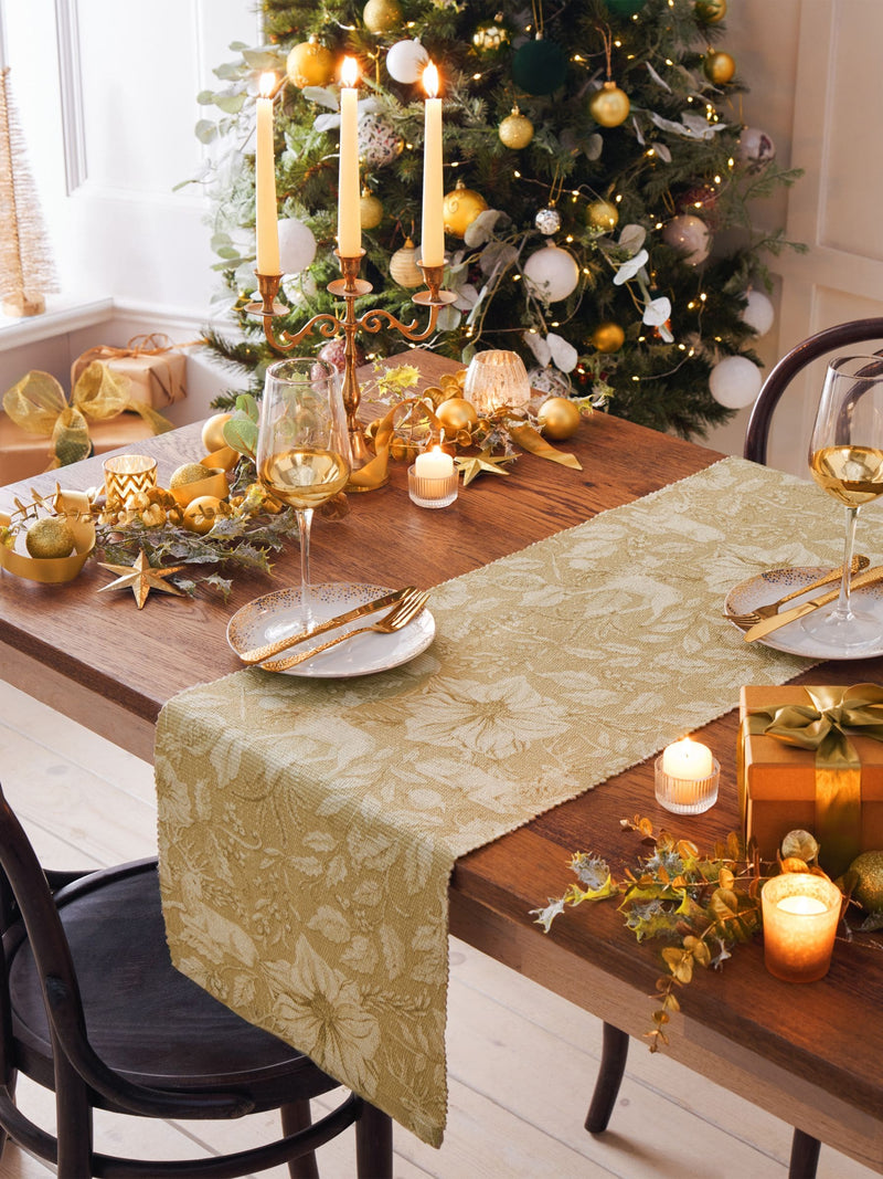 Paoletti Gold Stag Large Christmas Table Runner, imported from the UK
