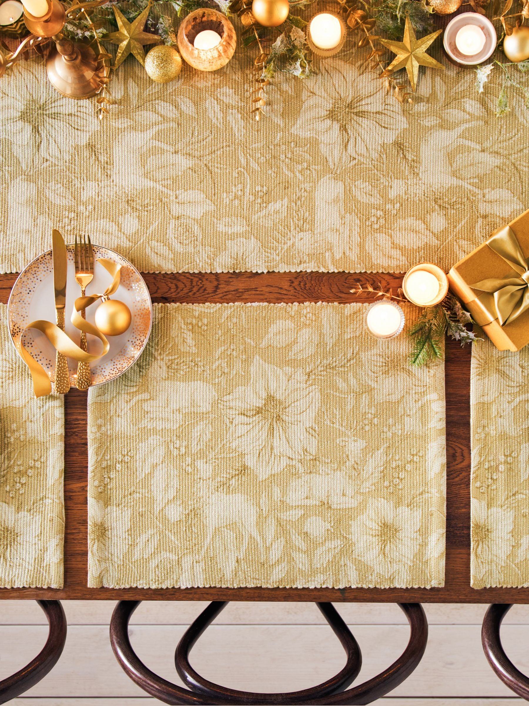 Paoletti Gold Stag Large Christmas Table Runner, imported from the UK