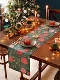 Paoletti Green Pomegranate Christmas table runner 220cm x 35cm, imported from the UK