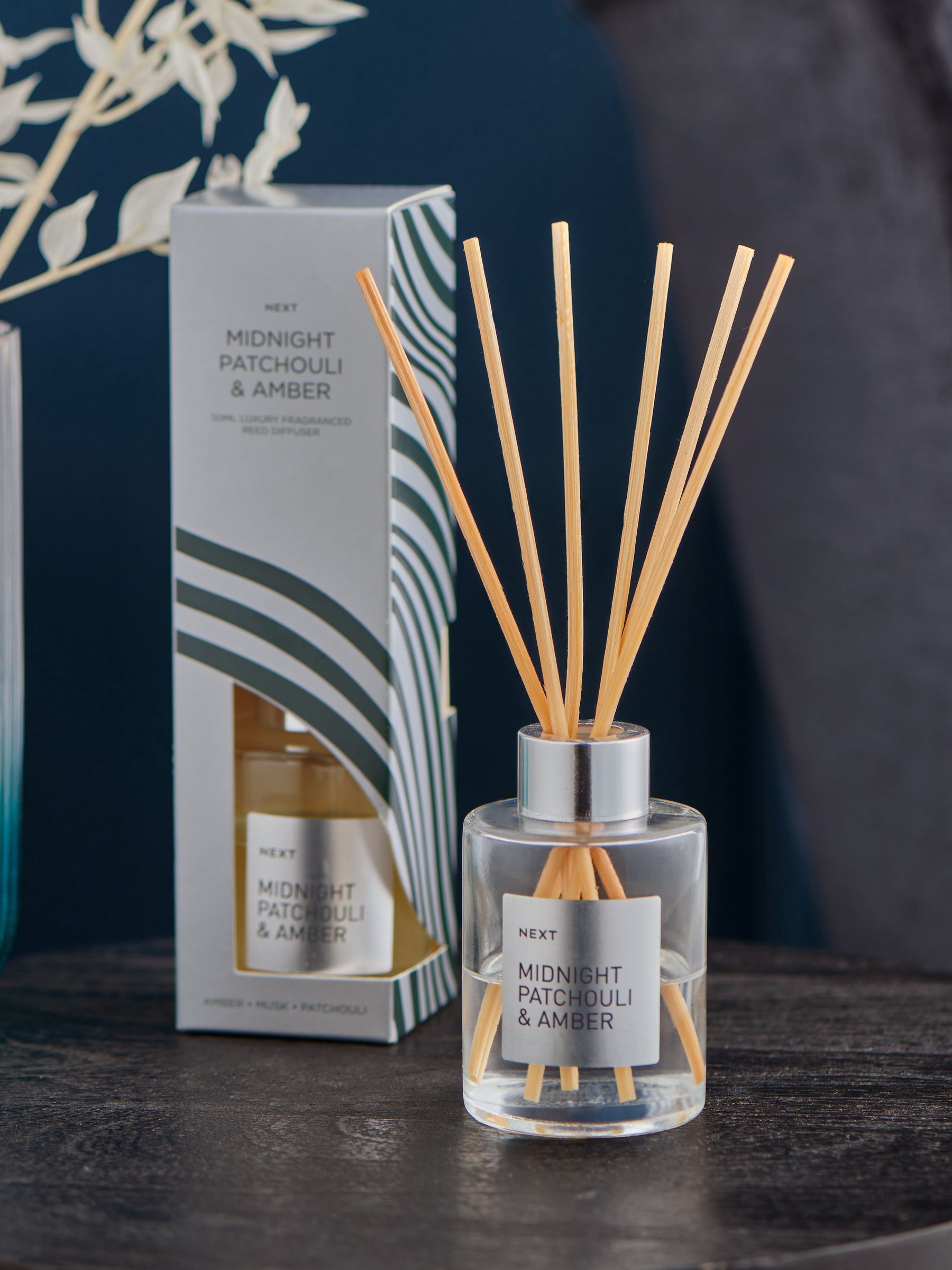 Astrid Silver Midnight Patchouli & Amber reed diffuser 50ml (British brand)