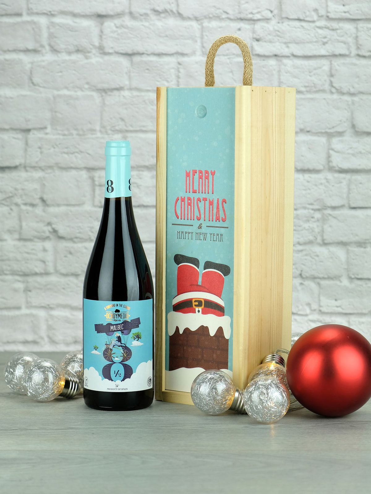 LeBonVin Malbec Red Wine Christmas Wooden Gift Box