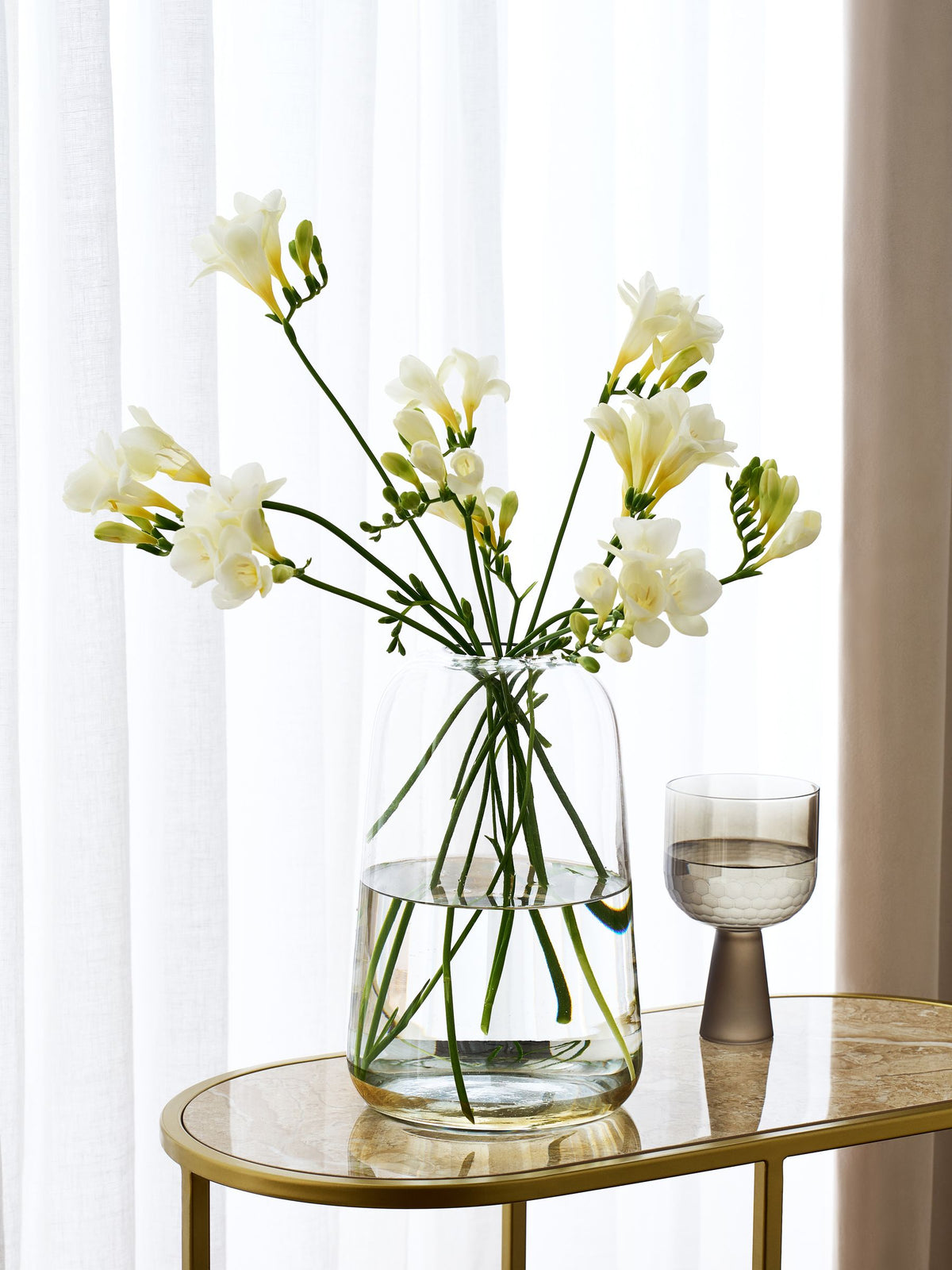 Lipsy Clear Gold Trim Glass Vase