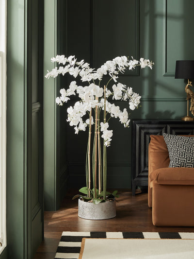 White Real Touch Artificial Extra Large Floor Standing Orchid Plant
