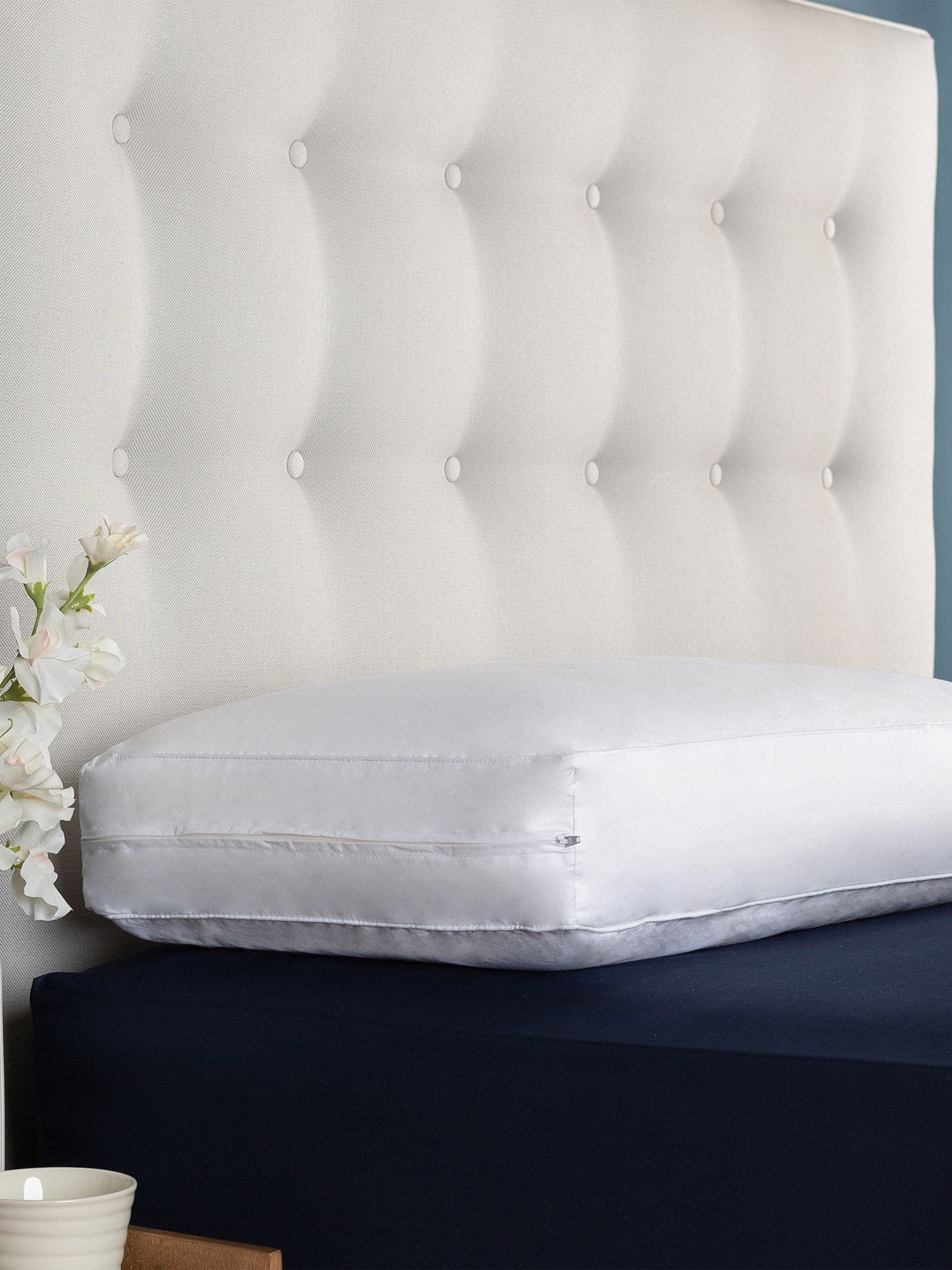 Snuggledown Firm Side Sleeper Memory Foam Pillow Cotton White Cover