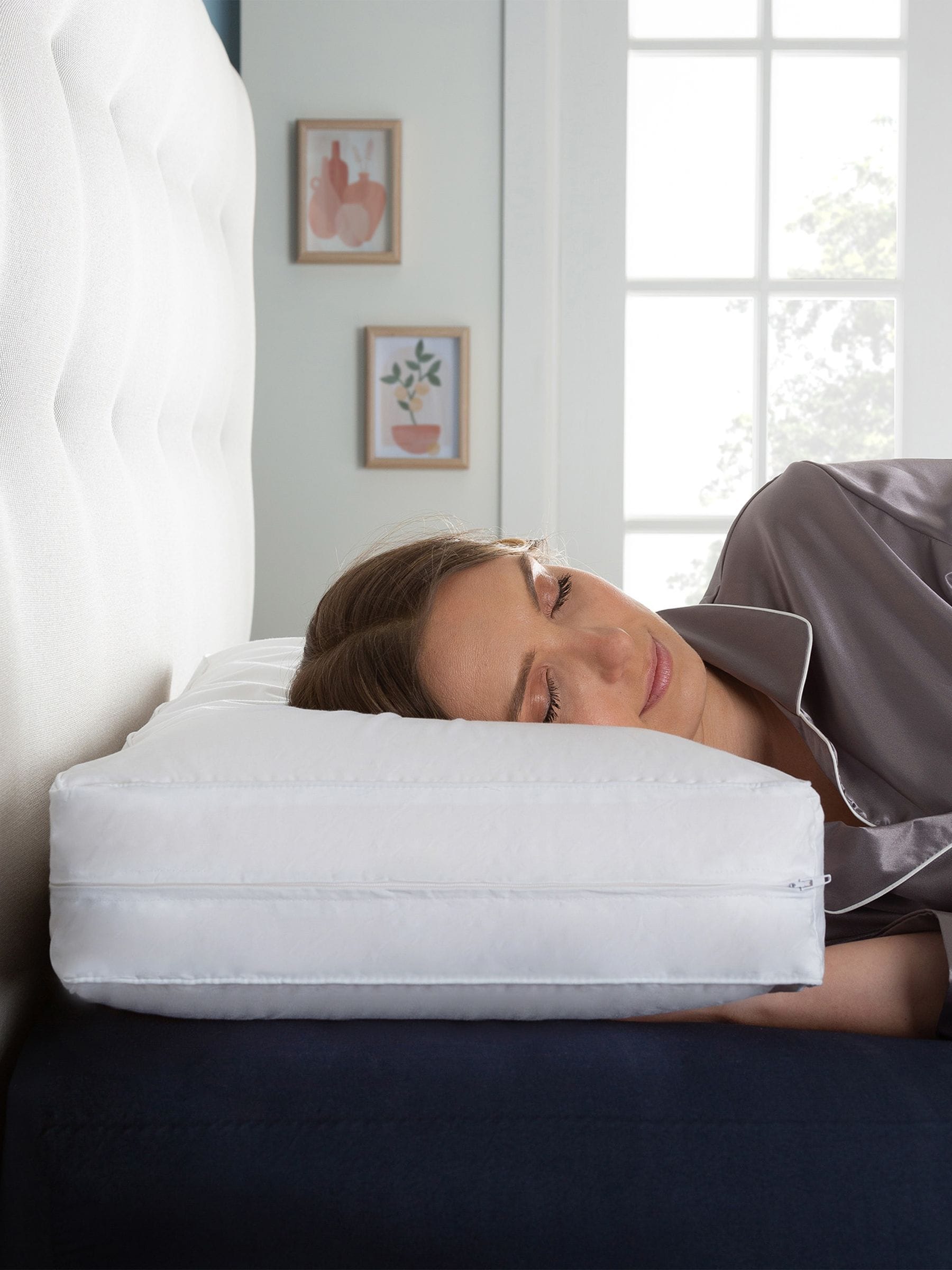 Snuggledown Firm Side Sleeper Memory Foam Pillow Cotton White Cover