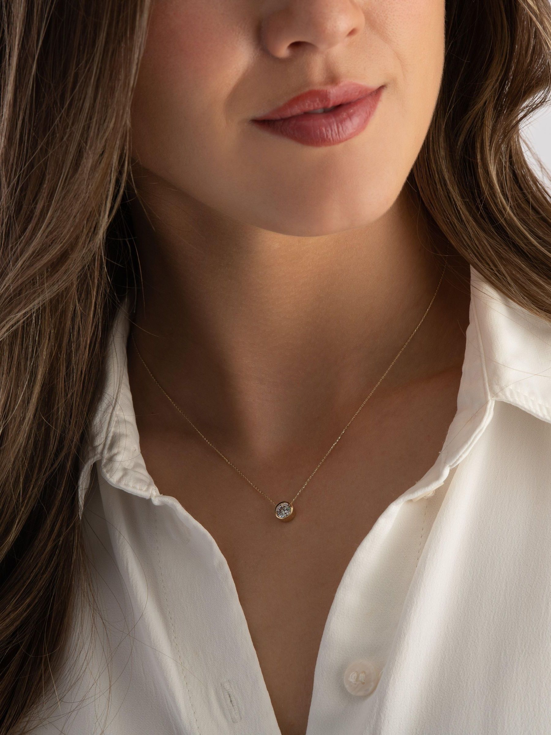 Beaverbrooks Gold 9ct Yellow Gold Cubic Zirconia Necklace 45cm - British product