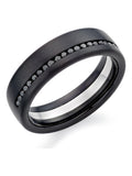 Beaverbrooks black platinum zirconium diamond men's wedding ring 6mm - British product
