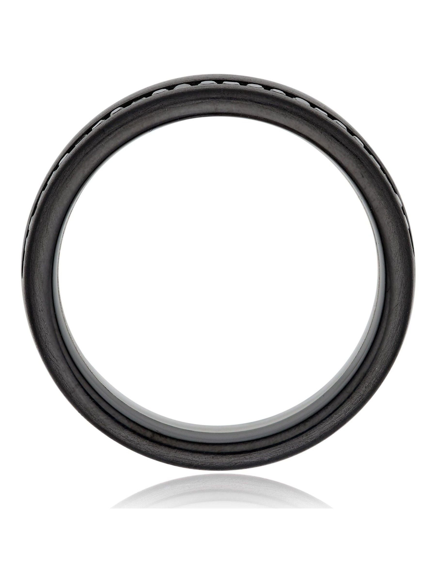 Beaverbrooks black platinum zirconium diamond men's wedding ring 6mm - British product